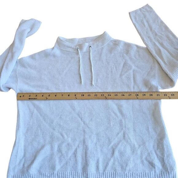 Eileen fisher womens Sz PL white waffle knit organic linen blend sweater - Picture 4 of 7